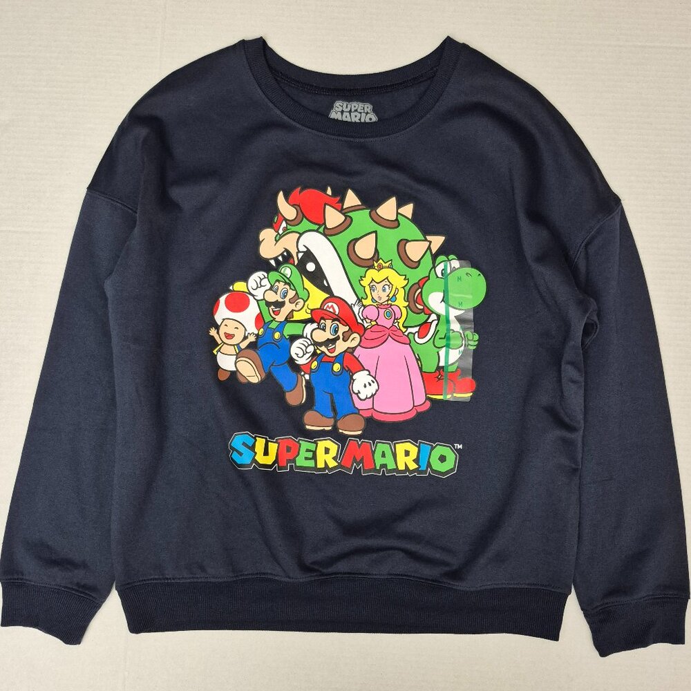Nintendo Super Mario Bros. Men's Size M Graphic Sweatshirt Black Long Sleeve New